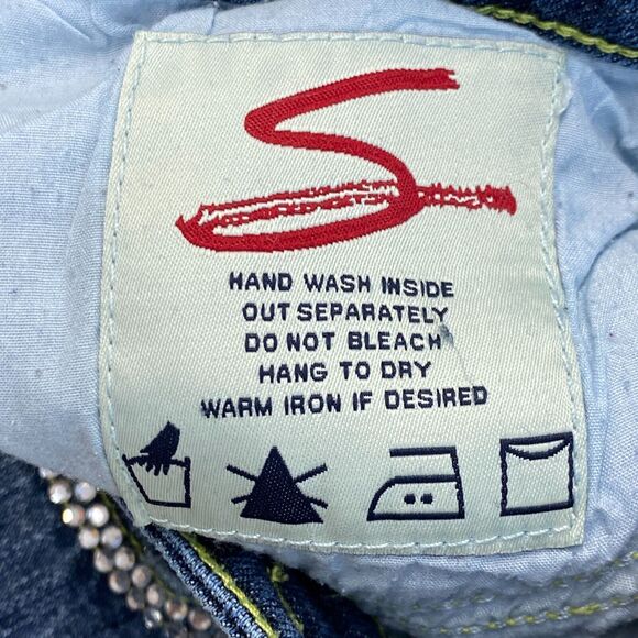 Seven7 Premium Denim Jeans Womens 32 Blue Mid Rise Bootcut Bling Medium Wash - Picture 10 of 12